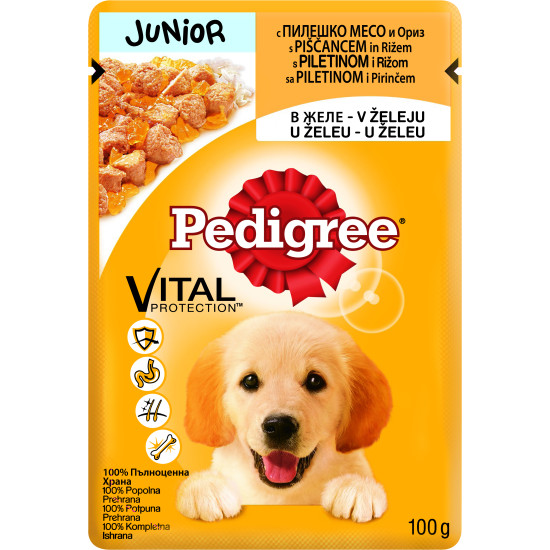 Pedigree джуниър пауч за куче пиле и ориз 100 гр