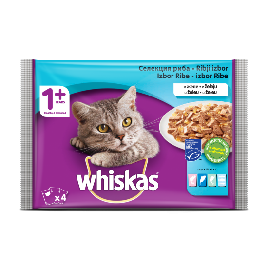 Whiskas пауч за котки различни вкусове 4*100 гр Whiskas пауч за котки различни вкусове 4*100 гр