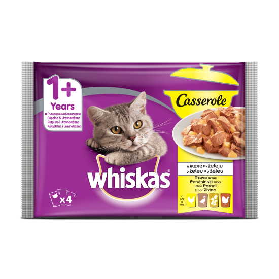 Whiskas Casserole пауч за котки различни вкусове 4*85 гр