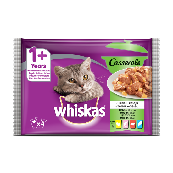 Whiskas Casserole пауч за котки различни вкусове 4*85 гр