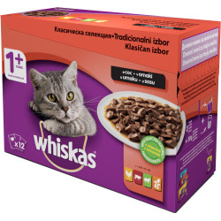 Whiskas пауч за котки различни вкусове 12*100 гр Whiskas пауч за котки различни вкусове 12*100 гр