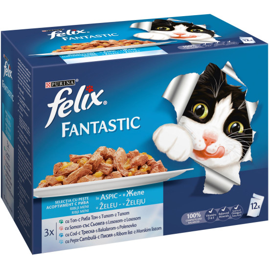 FELIX Fantastic пауч различни вкусове в желе 12 x 100гр. FELIX Fantastic пауч различни вкусове в желе 12 x 100гр.