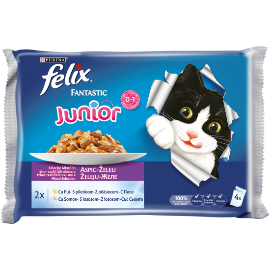FELIX Fantastic пауч Junior Пиле 4 x 100 гр. FELIX Fantastic пауч Junior Пиле 4 x 100 гр.