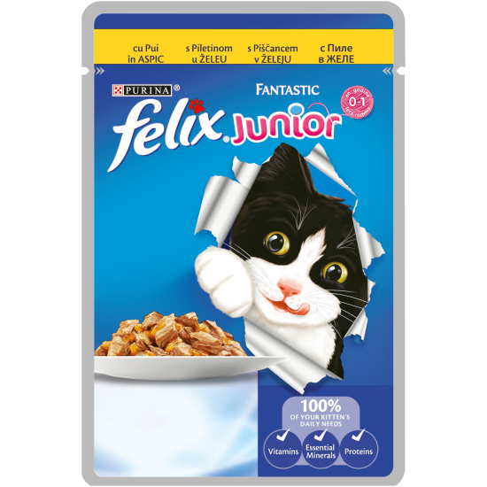 FELIX Fantastic пауч Junior Пиле 100 гр. FELIX Fantastic пауч Junior Пиле 100 гр.
