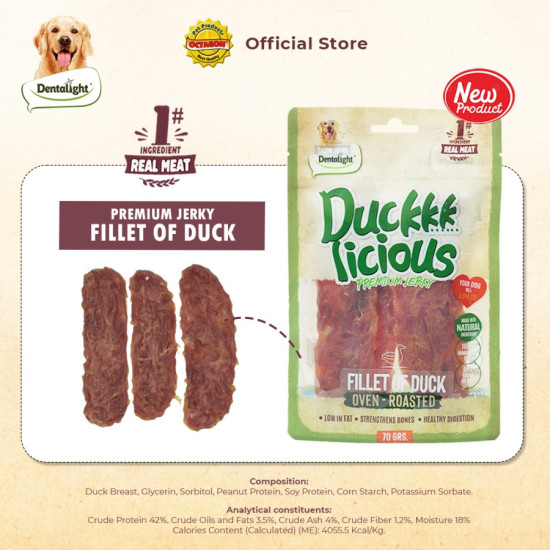 DENTALIGHT - Duckkk Licious Premium Jerky FILLET OF DUCK / ФИЛЕ ПАТЕШКО 70 g  
