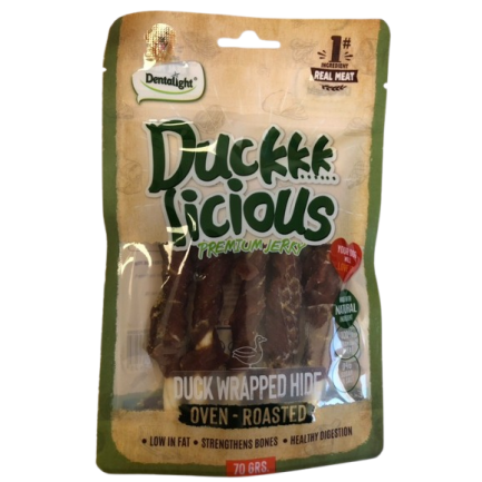 DENTALIGHT - Duckkk Licious Premium Jerky DUCK WRAPPED HIDE / СОЛЕТА С ПАТЕШКО 70 g DENTALIGHT - Duckkk Licious Premium Jerky DUCK WRAPPED HIDE / СОЛЕТА С ПАТЕШКО 70 g