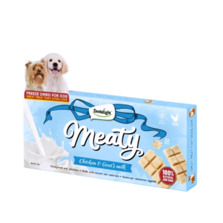 ЛИОФИЛИЗИРАНО лакомство за куче DENTALIGHT Freeze Dried Meaty Bites, с вкус на пиле и козе мляко 20 гр. 