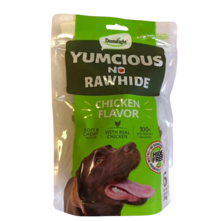DENTALIGHT - Yumcious no rawhide BONE chicken flavour КОКАЛ, 6 бр./пакет, 200 гр. DENTALIGHT - Yumcious no rawhide BONE chicken flavour КОКАЛ, 6 бр./пакет, 200 гр.