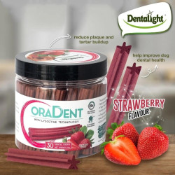 Дентално лакомство Oral Dent Strawberry ЯГОДА 30 бр., 6 см., Дентално лакомство Oral Dent Strawberry ЯГОДА 30 бр., 6 см.,