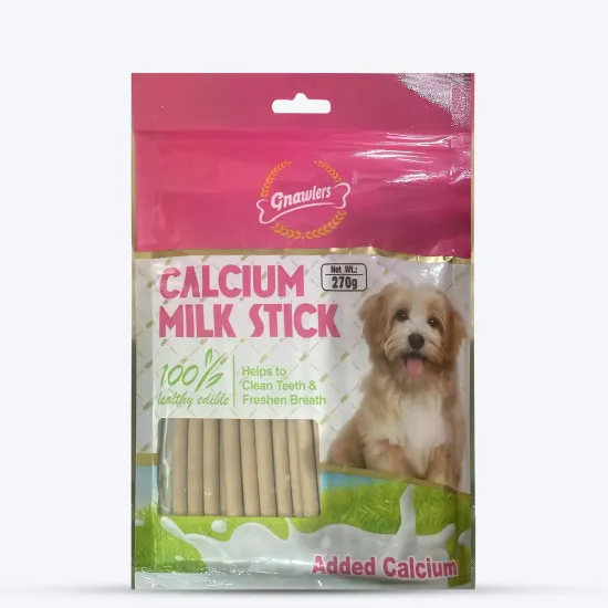 Дентално лакомство с калций, Gnawlers Calcium sticks Milk flavor 12.5 см, 37 бр./п., 270 гр.