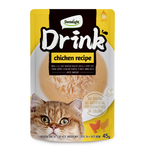 DENTALIGHT CAT DRINK CHICKEN RECIPE, ПИЛЕ, 45 гр DENTALIGHT CAT DRINK CHICKEN RECIPE, ПИЛЕ, 45 гр