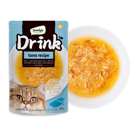 DENTALIGHT CAT DRINK TUNA RECIPE, РИБА ТОН, 45 гр. DENTALIGHT CAT DRINK TUNA RECIPE, РИБА ТОН, 45 гр.