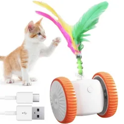 Играчка за коте - ПОДСКАЧАЩО КУБЧЕ, с перца със зарядно 6.5 см
