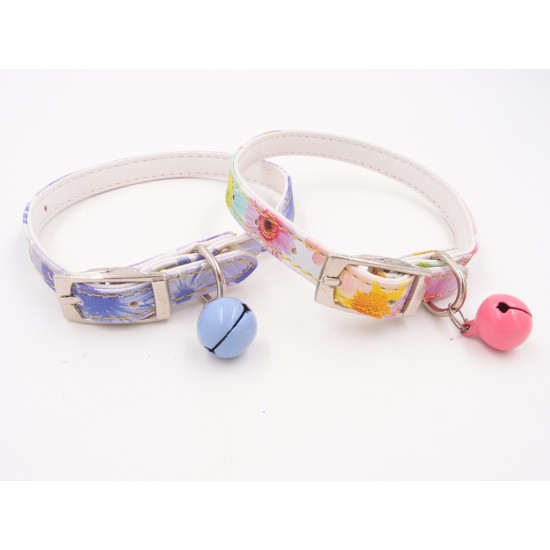 Нашийник от еко кожа за котка или малко куче със звънче 12 мм / 35 см