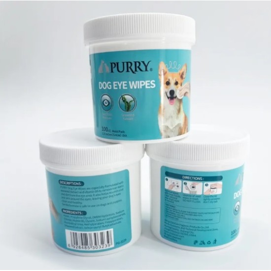 Мокри кърпи PURRY за почистване на очи, за кучета и котки.