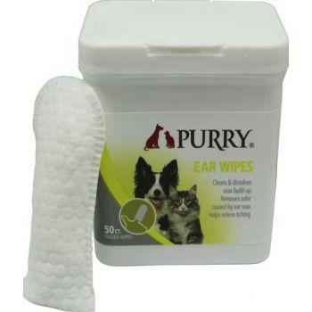 Мокри кърпи - напръстник PURRY за уши, за кучета и котки 50 бр./п.