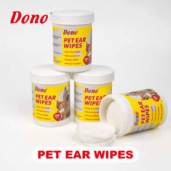 Мокри кърпи Dono за почистване на уши, за куче и коте, 5.5 см, 200 бр./oп. Мокри кърпи Dono за почистване на уши, за куче и коте, 5.5 см, 200 бр./oп.