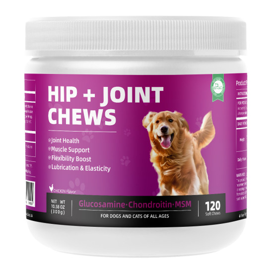 Хранителна добавка за здрави стави и мускули – HIP + JOINT CHEWS 120 бр. / 300 гр.