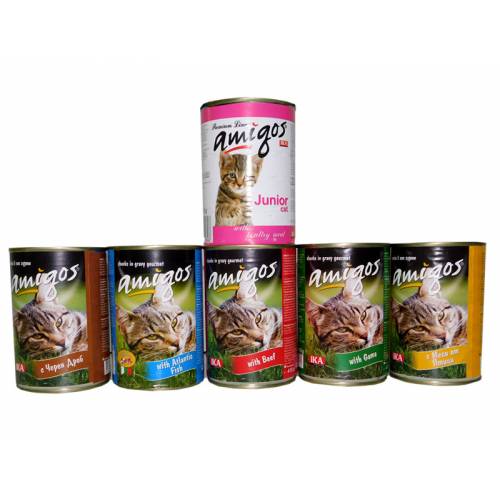 АМИГОС консерва за котки различни вкусове  415 гр