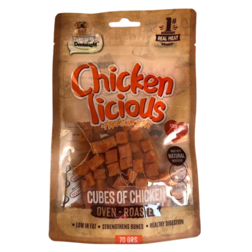 DENTALIGHT - Chicken Licious Premium Jerky CUBE OF CHICKEN / КУБЧЕТА ПИЛЕ 70 g