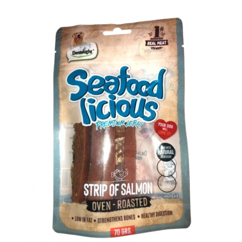 DENTALIGHT - Seafood Licious Premium Jerky STRIP OF SALMON / ИВИЦИ СЬОМГА 70 g 