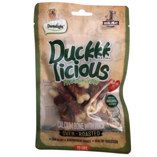 DENTALIGHT - Duckkk Licious Premium Jerky CALCIUM BONE WITH DUCK / КОКАЛЧЕ С ПАТЕШКО 70 g 