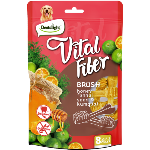 Дентална четка VITAL FIBER brush МЕД, СЕМЕНА ОТ КОПЪР И КУМКУАТ, small, 80 гр., 8 бр./пакет 