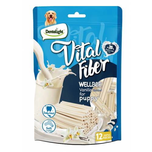 Дентално лакомство за малки кучета VITAL FIBER wellbar МЛЯКО И ВАНИЛИЯ