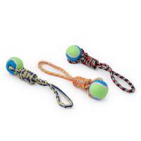 Играчка за куче, памучно въже с тенис топка и дръжка 