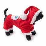 Коледен костюм ДЯДО КОЛЕДА с крачоли-полар за куче и закопчаване с пластмасови копчета тик- так